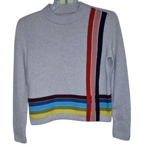 Tory Burch Rainbow Stripe Cashmere Pullover Sweater Small